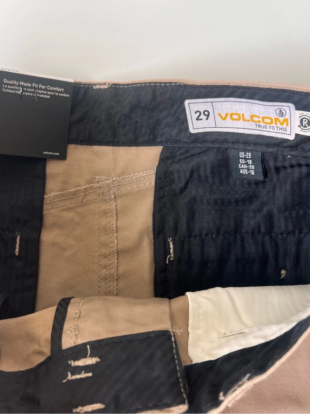 Volcom Youth Frickin Chino Shorts Size 18 / 29 Khaki NWT
